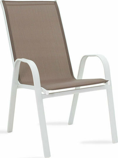 Scaun De Exterior Metalic Calan Alb / Maro 55x75x95cm