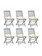 Καρέκλα Εξωτερικού Χώρου Ξύλινη Γκρι / Λευκό Κρεμ με Μαξιλάρι 6τμχ 48.5x57x91εκ.