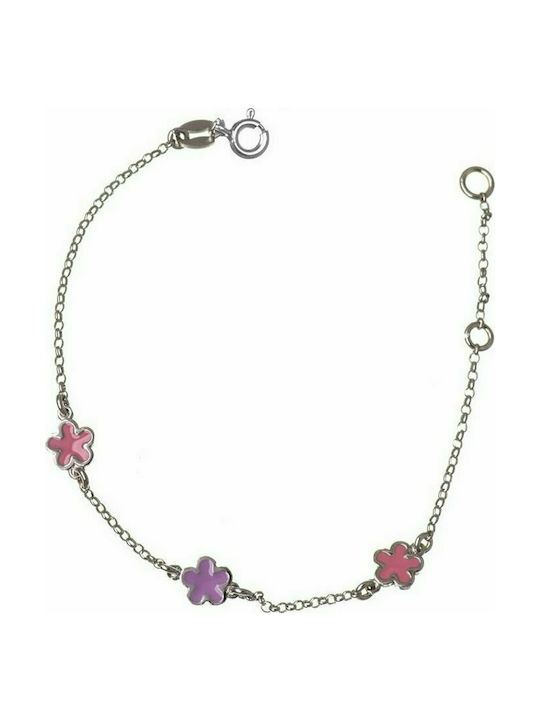 Children's bracelet made of silver with flowers