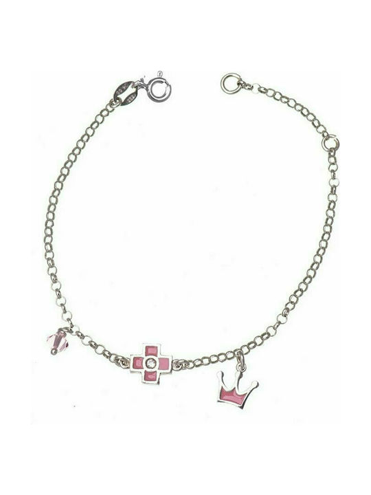 Children's bracelet made of silver with cross and crown