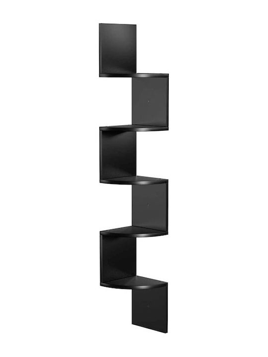 Corner Shelving Unit Floor Black 20x20x127.5cm