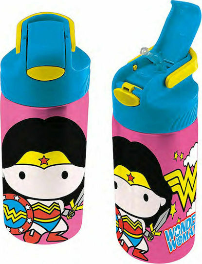 Graffiti Wonder Woman Παιδικό Παγούρι Ανοξείδωτο με Καλαμάκι 500ml