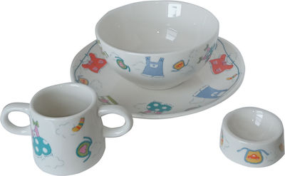 Etoile Feeding Set Σετ φαγητού made of Porcelain White 4pcs