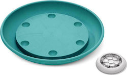 Plastona 930 Round Plate Pot Wheeled Turquoise 30x30cm