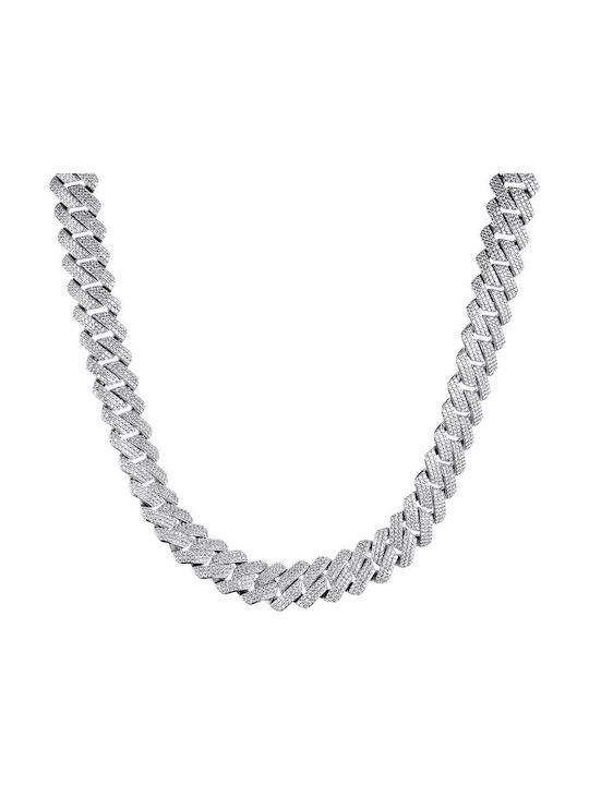 Iced Prong Chain 20mm Silver Brass Chain