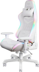 Deltaco RGB Line Artificial Leather Gaming Chair with Adjustable Armrests and RGB Lighting White