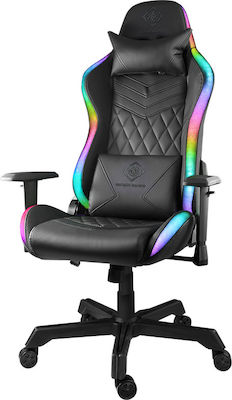 Deltaco RGB Line Artificial Leather Gaming Chair with Adjustable Armrests and RGB Lighting Black