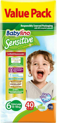 Babylino Scutece cu bandă adezivă Sensitive Sensitive Nr. 6 pentru 13-18 kgkg 40buc