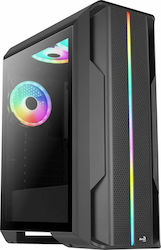 Aerocool Splinter Duo Gaming Midi Tower Computer Case with Window Panel and RGB Lighting Black