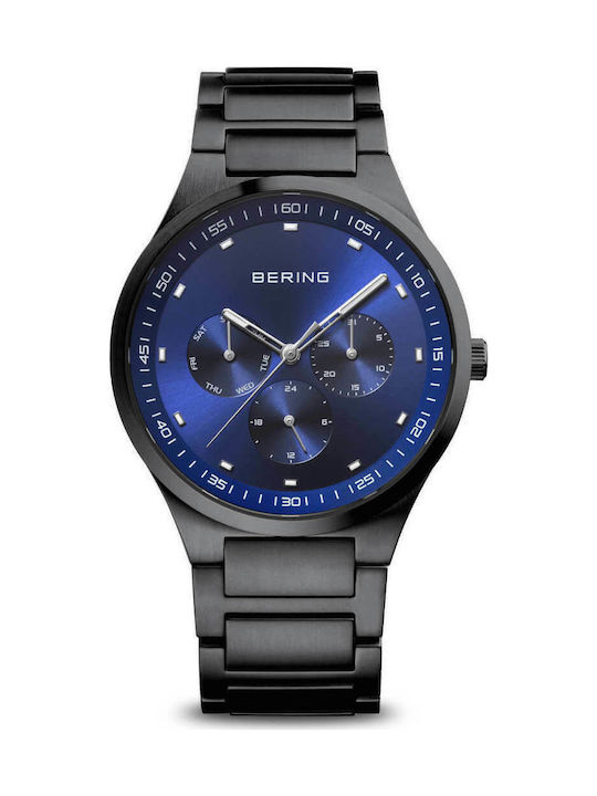 Bering Time Watch Chronograph Battery with Black Metal Bracelet