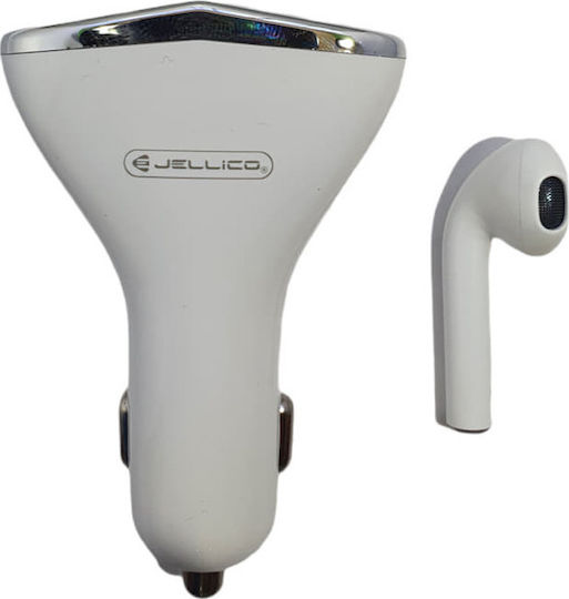 Jellico MQC-100 Handy-Autoladegerät 3.1A mit Anschlüssen: 1xUSB-A 1xType-C und Bluetooth-Kopfhörer Weiß Farbe