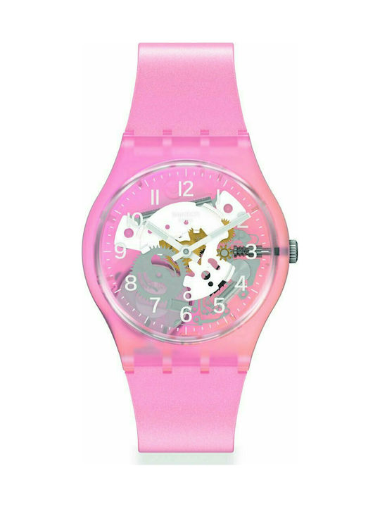 Swatch Skydawn Uhr mit Rosa Kautschukarmband