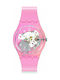 Swatch Skydawn Uhr mit Rosa Kautschukarmband