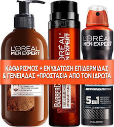 L'Oreal Paris Men Expert Hautpflegesets für Feuchtigkeitsspendend & Gesichtsreinigung mit Deodorant , Gesichtsreiniger & Gesichtscreme