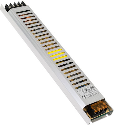 Sursă de alimentare LED IP20 Putere 300W cu tensiune de ieșire 24V 31x5.4x2.3cm 12.5A GloboStar