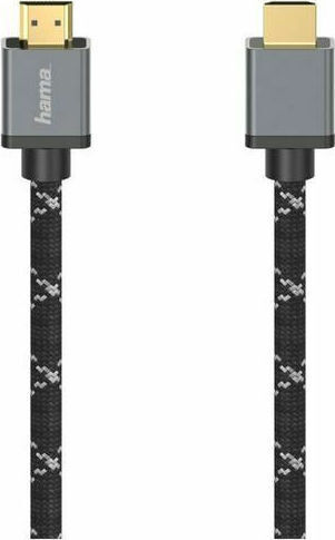 HAMA Cablu Braided Ultra High Speed HDMI 2.1 Ultra High Speed 48Gbps 4K 120Hz HDR VRR HDMI De Sex Masculin - HDMI De Sex Masculin 1m Negru