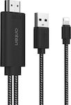 Onten HDMI 1.3 Braided Cable HDMI male - Lightning male / MHL 2m Μαύρο OTN-7523A