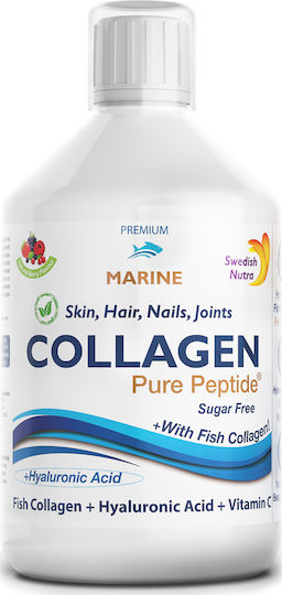 Swedish Nutra Marine Collagen 10000mg with Vitamin C and Hyaluronic Acid 500ml Natural Berry