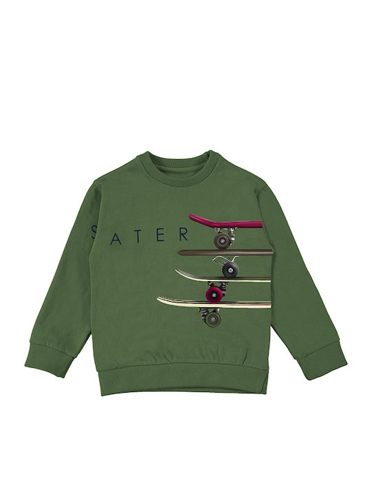 Mayoral Fleece Kids Sweatshirt Green Skater