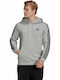 Adidas Essentials 3-Stripes Hanorac pentru bărbați cu glugă și buzunare Heather Grey