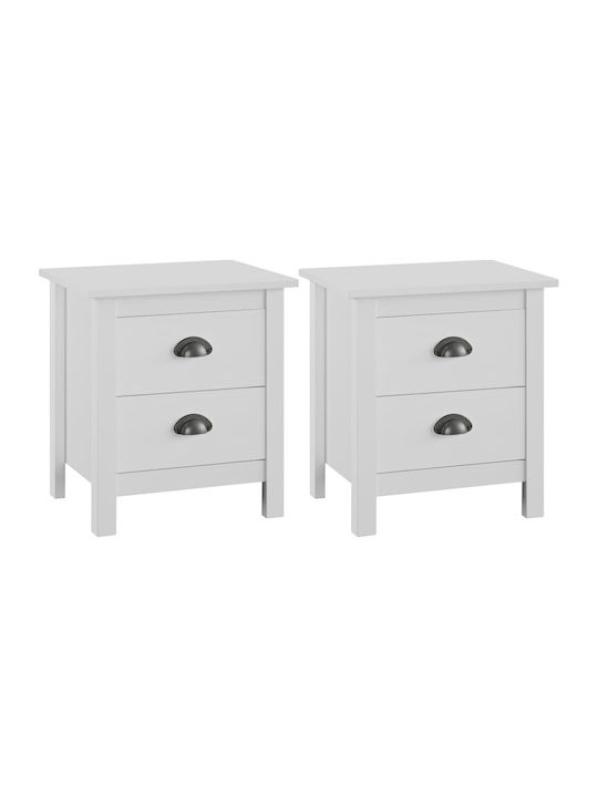 Hill Range Bedside Tables of Solid Wood 2pcs Wh...
