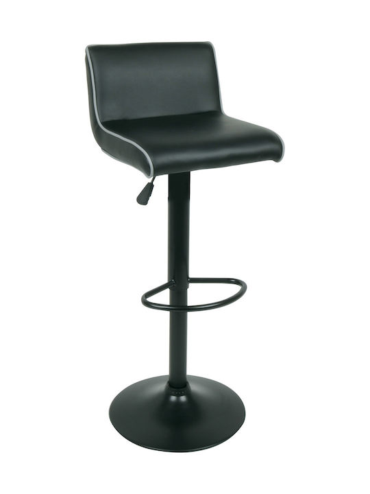 Stools Bar Collapsible with Backrest Upholstered with Faux Leather Nero Black 1pcs 38x38x81cm ΕΜ405,1