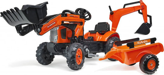 Kids Foot-to-Floor Excavator with Trailer & Pedal Kubota Orange