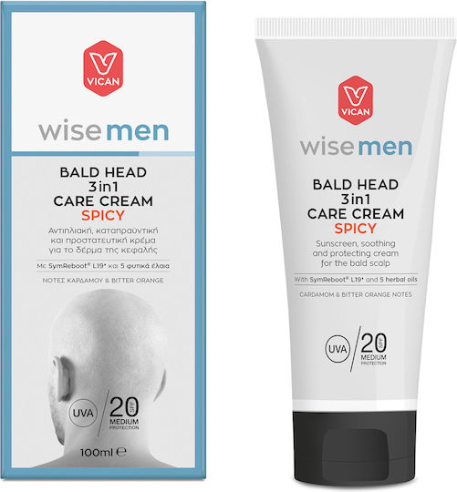 Vican Bald Head Care Spicy Ενυδατική Κρέμα Προσώπου Ημέρας με SPF20, Υαλουρονικό Οξύ & Κολλαγόνο 100ml