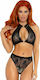 Leg Avenue Lace Halter Top & Panty Black