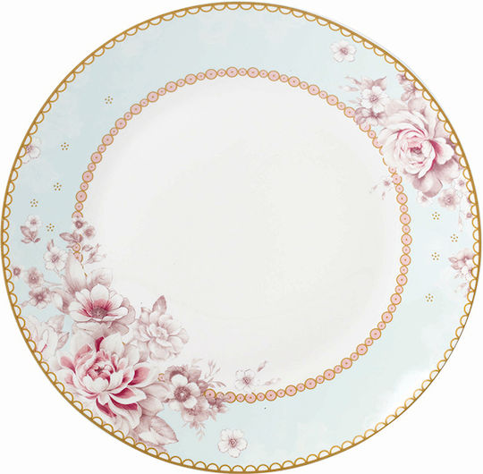 Karvounis Floral Paris Roses Farfurie Deșert din Porțelan Alb cu Diametru 20.5cm 6buc