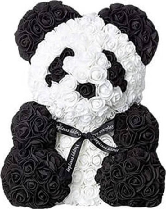 Δωρόσημο Αρκουδάκι από Τεχνητά Τριαντάφυλλα Panda 35cm 10814 | Skroutz.gr