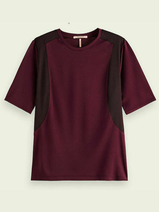 SCOTCH & SODA LOOSE FIT MIX T-SHIRT PLUM