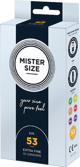 Mister Size Προφυλακτικά Extra Fine Size 53mm 10τμχ 53mm Λεπτά για Φυσική Αίσθηση Natural