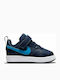Court Borough Kids Sports Shoes with Hoop & Loop Closure Midnight Navy Imperial Blue Black