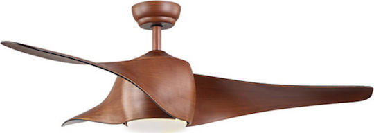 Zambelis Lights Ανεμιστήρας Οροφής 132cm με Φως Καφέ