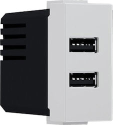 Aca Modys Χωνευτή Πρίζα με 2 Θύρες USB Μπεζ