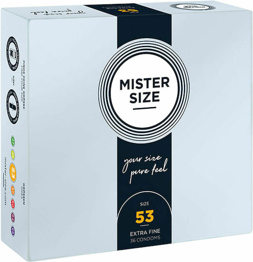 Mister Size Προφυλακτικά Extra Fine Size 53mm 36τμχ 53mm Λεπτά για Φυσική Αίσθηση Natural Vegan