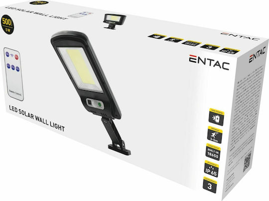 Entac ESLP-COB-R Соларна Светлина Улична 5W 500лм с Датчик за Движение, Фотоклетка и Дистанционно Управление IP65