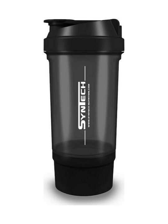 Syntech Protein Shaker 500ml Schwarz mit Stauraum