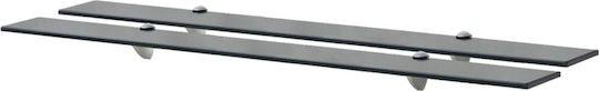 vidaXL An der Wand montiert Badezimmerregal Glas mit 2 Regalböden 100x10x0.8cm Schwarz
