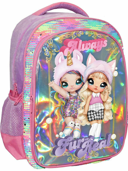 Diakakis Nanana Schulranzen Rucksack Grundschule mit Flaschenhalter Rosa 25l 32 x 18 x 43cm