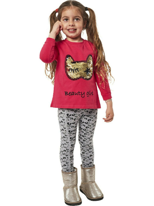 Kinder-Set mit Leggings Winter 2Stück Fuchsie