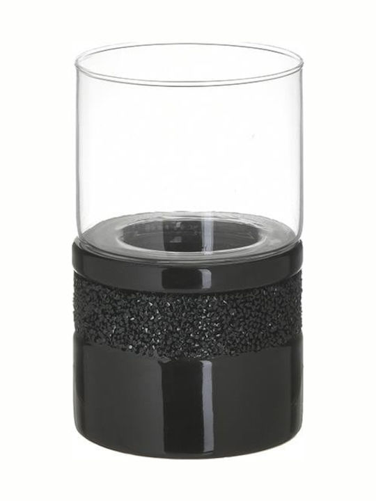 Inart Candle Holder suitable for Tealights Ceramic Black 11x11x17cm 1pcs