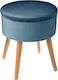 Stool For Living Room Upholstered with Velvet Blue 36x36x44cm