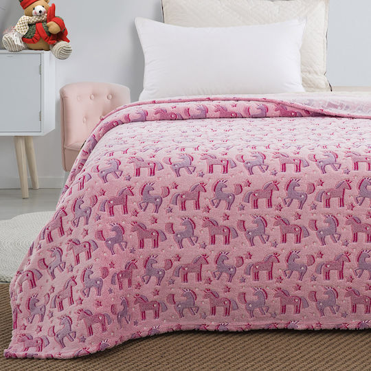 Beauty Home Decke Vlies Art Leuchtend Rosa 160x220cm
