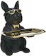 Inart Διακοσμητικό Σκυλάκι Πολυρητίνης με Δίσκο Μαύρος 19x20x24cm