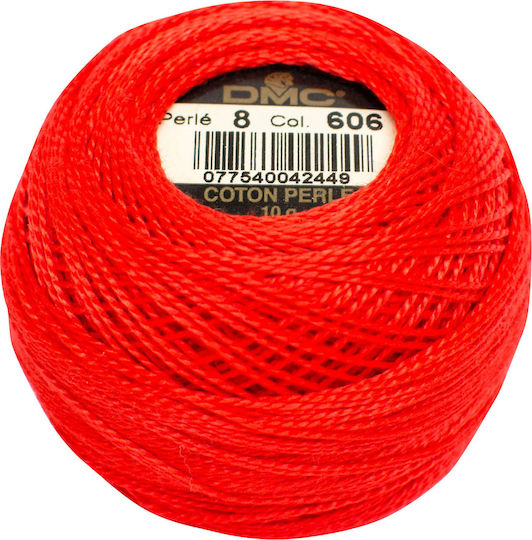 DMC Конец Бродерия Cotton Perle No8 Памучна Червено 87м