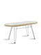 Naoki Sitting Room Outdoor Free Standing Table with Glass Surface and Metal Frame Black - Natural 100x45x46cm
