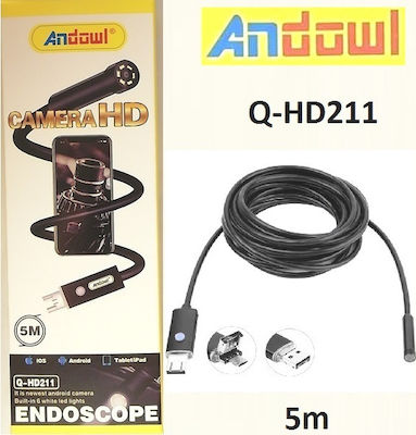 Andowl Endoskopkamera mit Auflösung 1280x720 Pixel und Kabel 5m