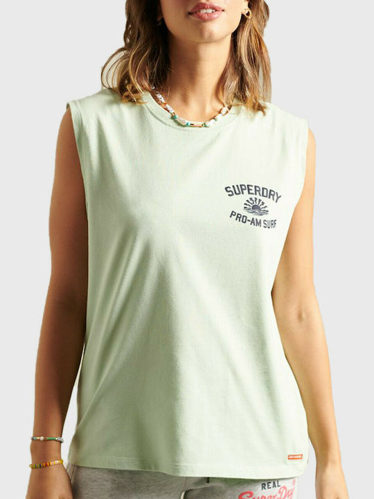 Superdry Women's Summer Blouse Cotton Sleeveless Green